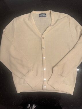 Robert Bruce Men's Cream Button-Front Cardigan